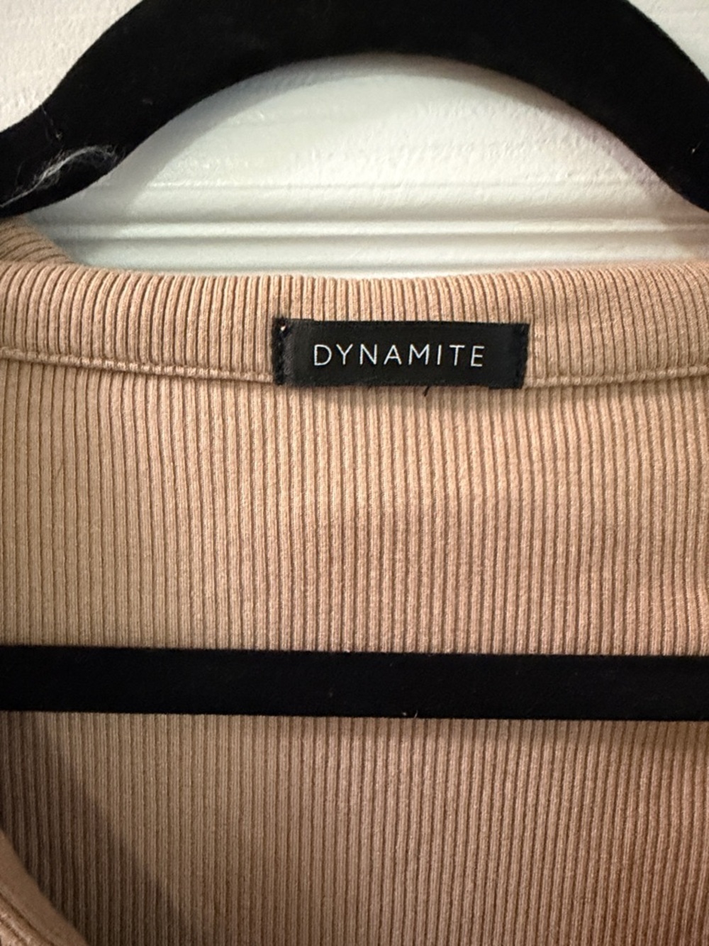 Dynamite Ribbed Button-Down Long Sleeve Top - Taupe - Picture 3 of 6